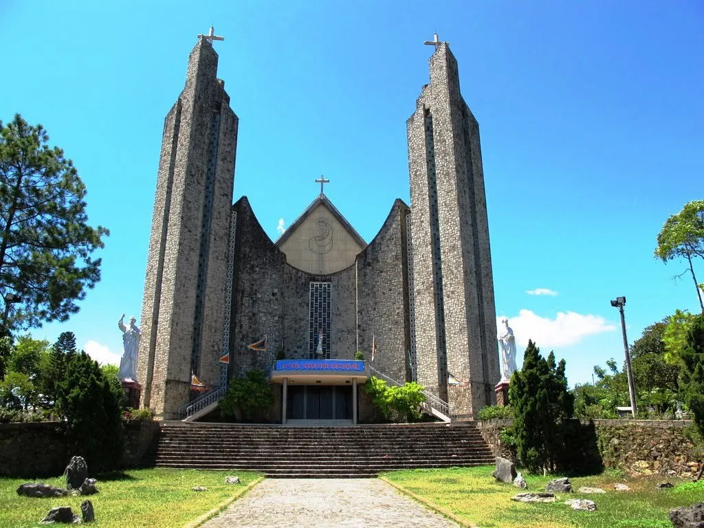 Phu Cam Cathedral with its tall twin towers in Hue